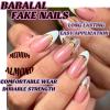 image:imageBABALAL Press on Nails Medium Round Fake Nails Red French Tip Glue on Bow Acrylic Nails Cute 24Pcs Glossy Stick on Valentine Artificial Manicure Oval False NailsBNPA123