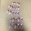 image:imageBABALAL Press on Nails Medium Round Fake Nails Red French Tip Glue on Bow Acrylic Nails Cute 24Pcs Glossy Stick on Valentine Artificial Manicure Oval False NailsBNPA121