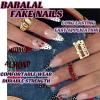 image:imageBABALAL Press on Nails Medium Round Fake Nails Red French Tip Glue on Bow Acrylic Nails Cute 24Pcs Glossy Stick on Valentine Artificial Manicure Oval False NailsBNPA105