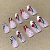 image:imageBABALAL Press on Nails Medium Round Fake Nails Red French Tip Glue on Bow Acrylic Nails Cute 24Pcs Glossy Stick on Valentine Artificial Manicure Oval False NailsBNPA121