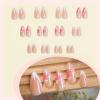 image:imageBABALAL Press on Nails Medium Round Fake Nails Red French Tip Glue on Bow Acrylic Nails Cute 24Pcs Glossy Stick on Valentine Artificial Manicure Oval False NailsBNPA109