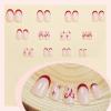 image:imageBABALAL Press on Nails Medium Round Fake Nails Red French Tip Glue on Bow Acrylic Nails Cute 24Pcs Glossy Stick on Valentine Artificial Manicure Oval False NailsBNPA106