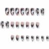 image:imageBABALAL Press on Nails Medium Round Fake Nails Red French Tip Glue on Bow Acrylic Nails Cute 24Pcs Glossy Stick on Valentine Artificial Manicure Oval False NailsBNPA124