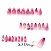 image:imageBABALAL Press on Nails Medium Round Fake Nails Red French Tip Glue on Bow Acrylic Nails Cute 24Pcs Glossy Stick on Valentine Artificial Manicure Oval False NailsBNPA117