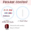 image:imageBABALAL Press on Nails Medium Round Fake Nails Red French Tip Glue on Bow Acrylic Nails Cute 24Pcs Glossy Stick on Valentine Artificial Manicure Oval False NailsBNPA118