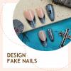 image:imageBABALAL Press on Nails Medium Round Fake Nails Red French Tip Glue on Bow Acrylic Nails Cute 24Pcs Glossy Stick on Valentine Artificial Manicure Oval False NailsBNPA112