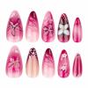 image:imageBABALAL Press on Nails Medium Round Fake Nails Red French Tip Glue on Bow Acrylic Nails Cute 24Pcs Glossy Stick on Valentine Artificial Manicure Oval False NailsBNPA117