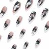 image:imageBABALAL Press on Nails Medium Round Fake Nails Red French Tip Glue on Bow Acrylic Nails Cute 24Pcs Glossy Stick on Valentine Artificial Manicure Oval False NailsBNPA124
