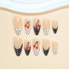 image:imageBABALAL Press on Nails Medium Round Fake Nails Red French Tip Glue on Bow Acrylic Nails Cute 24Pcs Glossy Stick on Valentine Artificial Manicure Oval False NailsBNPA105