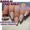 image:imageBABALAL Press on Nails Medium Round Fake Nails Red French Tip Glue on Bow Acrylic Nails Cute 24Pcs Glossy Stick on Valentine Artificial Manicure Oval False NailsBNPA113