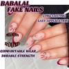 image:imageBABALAL Press on Nails Medium Round Fake Nails Red French Tip Glue on Bow Acrylic Nails Cute 24Pcs Glossy Stick on Valentine Artificial Manicure Oval False NailsBNPA106