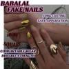 image:imageBABALAL Press on Nails Short Square Fake Nails Red and Gold Glue on Glitter Bling Shiny Supplie Manicure 24Pcs Glossy Full Cover False Nails Christmas Holiday New Year Stick onBNO315