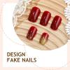 image:imageBABALAL Press on Nails Short Square Fake Nails Red and Gold Glue on Glitter Bling Shiny Supplie Manicure 24Pcs Glossy Full Cover False Nails Christmas Holiday New Year Stick onBNO309