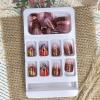 image:imageBABALAL Press on Nails Short Square Fake Nails Red and Gold Glue on Glitter Bling Shiny Supplie Manicure 24Pcs Glossy Full Cover False Nails Christmas Holiday New Year Stick onBNO310