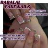 image:imageBABALAL Press on Nails Short Square Fake Nails Red and Gold Glue on Glitter Bling Shiny Supplie Manicure 24Pcs Glossy Full Cover False Nails Christmas Holiday New Year Stick onBNO302