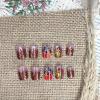 image:imageBABALAL Press on Nails Short Square Fake Nails Red and Gold Glue on Glitter Bling Shiny Supplie Manicure 24Pcs Glossy Full Cover False Nails Christmas Holiday New Year Stick onBNO310