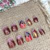 image:imageBABALAL Press on Nails Short Square Fake Nails Red and Gold Glue on Glitter Bling Shiny Supplie Manicure 24Pcs Glossy Full Cover False Nails Christmas Holiday New Year Stick onBNO310