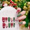 image:imageBABALAL Round Press on Nails Medium Fake Nails Red Glue on Nails Christmas Santa Decoration Acrylic Nails 24PCS Oval Manicure False Nails for Women and GirlsBBXMAS01