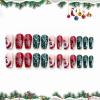 image:imageBABALAL Round Press on Nails Medium Fake Nails Red Glue on Nails Christmas Santa Decoration Acrylic Nails 24PCS Oval Manicure False Nails for Women and GirlsBBXMAS01