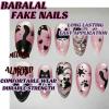 image:imageBABALAL Short Round Press on Nails  Purple Fake Nails Glitter Shiny Design Heart Moon Star Trendy Y2k Glossy Acrylic False Nails with CharmBFNZ007