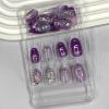 image:imageBABALAL Short Round Press on Nails  Purple Fake Nails Glitter Shiny Design Heart Moon Star Trendy Y2k Glossy Acrylic False Nails with CharmBFNZ011