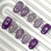 image:imageBABALAL Short Round Press on Nails  Purple Fake Nails Glitter Shiny Design Heart Moon Star Trendy Y2k Glossy Acrylic False Nails with CharmBFNZ011