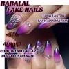 image:imageBABALAL Short Round Press on Nails  Purple Fake Nails Glitter Shiny Design Heart Moon Star Trendy Y2k Glossy Acrylic False Nails with CharmBFNZ019