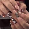 image:imageBABALAL Short Round Press on Nails  Purple Fake Nails Glitter Shiny Design Heart Moon Star Trendy Y2k Glossy Acrylic False Nails with CharmBFNZ030