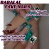 image:imageBABALAL Winter Press on Nails Long Square Fake Nails Black French Tip Glitter Bling Glue on Snowflake Charm Luxury New Year Design 24Pcs Full Cover False Acrylic Nails New YearANRb15green