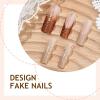 image:imageBABALAL Winter Press on Nails Long Square Fake Nails Black French Tip Glitter Bling Glue on Snowflake Charm Luxury New Year Design 24Pcs Full Cover False Acrylic Nails New YearANRb04bling