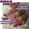 image:imageBABALAL Winter Press on Nails Long Square Fake Nails Black French Tip Glitter Bling Glue on Snowflake Charm Luxury New Year Design 24Pcs Full Cover False Acrylic Nails New YearANRb16red
