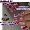 image:imageBABALAL Winter Press on Nails Long Square Fake Nails Black French Tip Glitter Bling Glue on Snowflake Charm Luxury New Year Design 24Pcs Full Cover False Acrylic Nails New YearANRb04cherry
