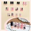 image:imageBABALAL Winter Press on Nails Long Square Fake Nails Black French Tip Glitter Bling Glue on Snowflake Charm Luxury New Year Design 24Pcs Full Cover False Acrylic Nails New YearANRb03