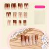 image:imageBABALAL Winter Press on Nails Long Square Fake Nails Black French Tip Glitter Bling Glue on Snowflake Charm Luxury New Year Design 24Pcs Full Cover False Acrylic Nails New YearANRb04bling