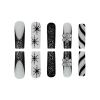 image:imageBABALAL Winter Press on Nails Long Square Fake Nails Black French Tip Glitter Bling Glue on Snowflake Charm Luxury New Year Design 24Pcs Full Cover False Acrylic Nails New YearANRb15snow