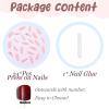 image:imageBABALAL Winter Press on Nails Long Square Fake Nails Black French Tip Glitter Bling Glue on Snowflake Charm Luxury New Year Design 24Pcs Full Cover False Acrylic Nails New YearANRb15white