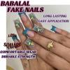 image:imageBABALAL Winter Press on Nails Long Square Fake Nails Black French Tip Glitter Bling Glue on Snowflake Charm Luxury New Year Design 24Pcs Full Cover False Acrylic Nails New YearANRb15blue