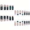 image:imageBABALAL Winter Press on Nails Long Square Fake Nails Black French Tip Glitter Bling Glue on Snowflake Charm Luxury New Year Design 24Pcs Full Cover False Acrylic Nails New YearANRb15green
