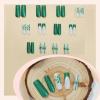 image:imageBABALAL Winter Press on Nails Long Square Fake Nails Black French Tip Glitter Bling Glue on Snowflake Charm Luxury New Year Design 24Pcs Full Cover False Acrylic Nails New YearANRb23