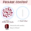 image:imageBABALAL Winter Press on Nails Long Square Fake Nails Black French Tip Glitter Bling Glue on Snowflake Charm Luxury New Year Design 24Pcs Full Cover False Acrylic Nails New YearANRb15redbow