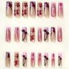 image:imageBABALAL Winter Press on Nails Long Square Fake Nails Black French Tip Glitter Bling Glue on Snowflake Charm Luxury New Year Design 24Pcs Full Cover False Acrylic Nails New YearANRb04cherry
