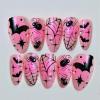 image:imageBABALAL Press on Nails Medium Round Fake Nails Red French Tip Glue on Bow Acrylic Nails Cute 24Pcs Glossy Stick on Valentine Artificial Manicure Oval False NailsBNPA125