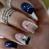 image:imageBABALAL Press on Nails Short Square Fake Nails Red and Gold Glue on Glitter Bling Shiny Supplie Manicure 24Pcs Glossy Full Cover False Nails Christmas Holiday New Year Stick onBNO301