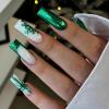 image:imageBABALAL Winter Press on Nails Long Square Fake Nails Black French Tip Glitter Bling Glue on Snowflake Charm Luxury New Year Design 24Pcs Full Cover False Acrylic Nails New YearANRb23