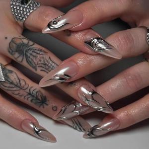 image:imageBABALAL Press on Nails Medium Round Fake Nails Red French Tip Glue on Bow Acrylic Nails Cute 24Pcs Glossy Stick on Valentine Artificial Manicure Oval False NailsBNPA102