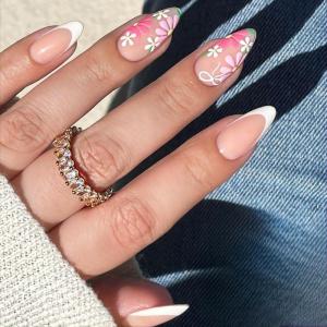 image:imageBABALAL Press on Nails Medium Round Fake Nails Red French Tip Glue on Bow Acrylic Nails Cute 24Pcs Glossy Stick on Valentine Artificial Manicure Oval False NailsBNPA109