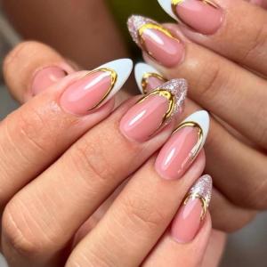 image:imageBABALAL Press on Nails Medium Round Fake Nails Red French Tip Glue on Bow Acrylic Nails Cute 24Pcs Glossy Stick on Valentine Artificial Manicure Oval False NailsBNPA123
