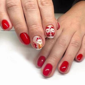 image:imageBABALAL Round Press on Nails Medium Fake Nails Red Glue on Nails Christmas Santa Decoration Acrylic Nails 24PCS Oval Manicure False Nails for Women and GirlsBBXMAS11