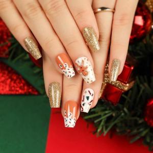 image:imageBABALAL Round Press on Nails Medium Fake Nails Red Glue on Nails Christmas Santa Decoration Acrylic Nails 24PCS Oval Manicure False Nails for Women and GirlsBBXMAS07