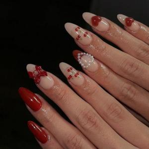 image:imageBABALAL Short Round Press on Nails  Purple Fake Nails Glitter Shiny Design Heart Moon Star Trendy Y2k Glossy Acrylic False Nails with CharmBFNZ009
